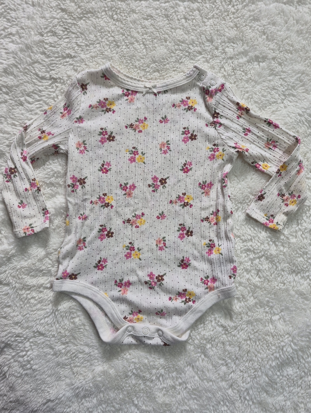 18 Month Long-Sleeve Floral  One-Piece Bodysuit